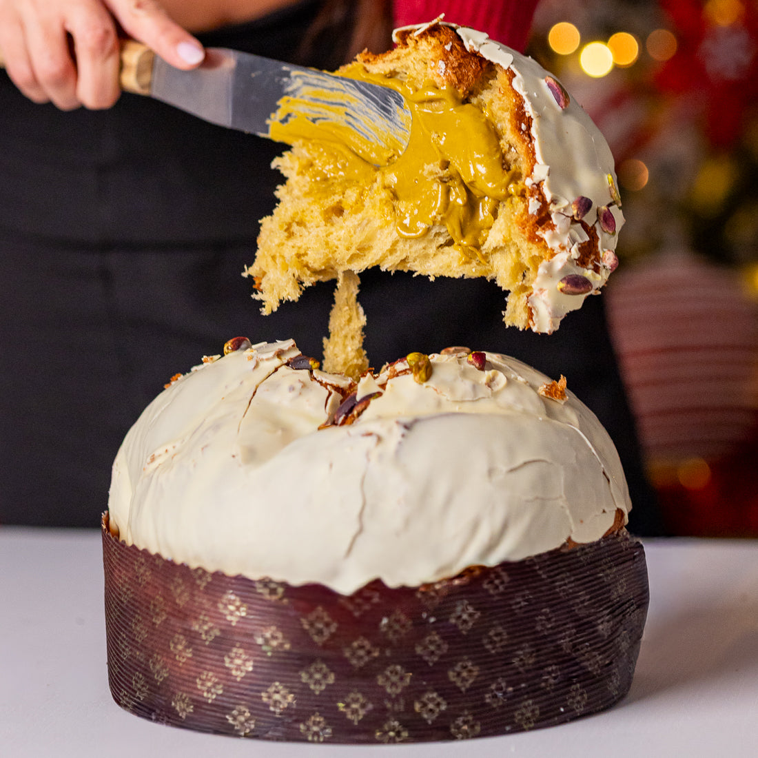 Panettone Pistacchio 1 kg con crema spalmabile al pistacchio 200 g