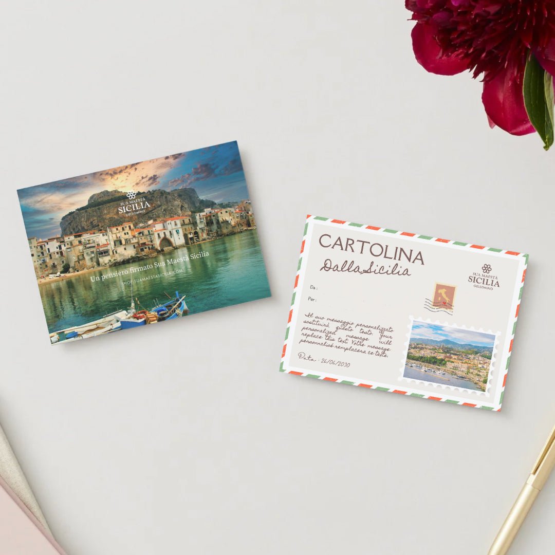 Cartolina Cefalù al Tramonto - Sua Maestà Sicilia