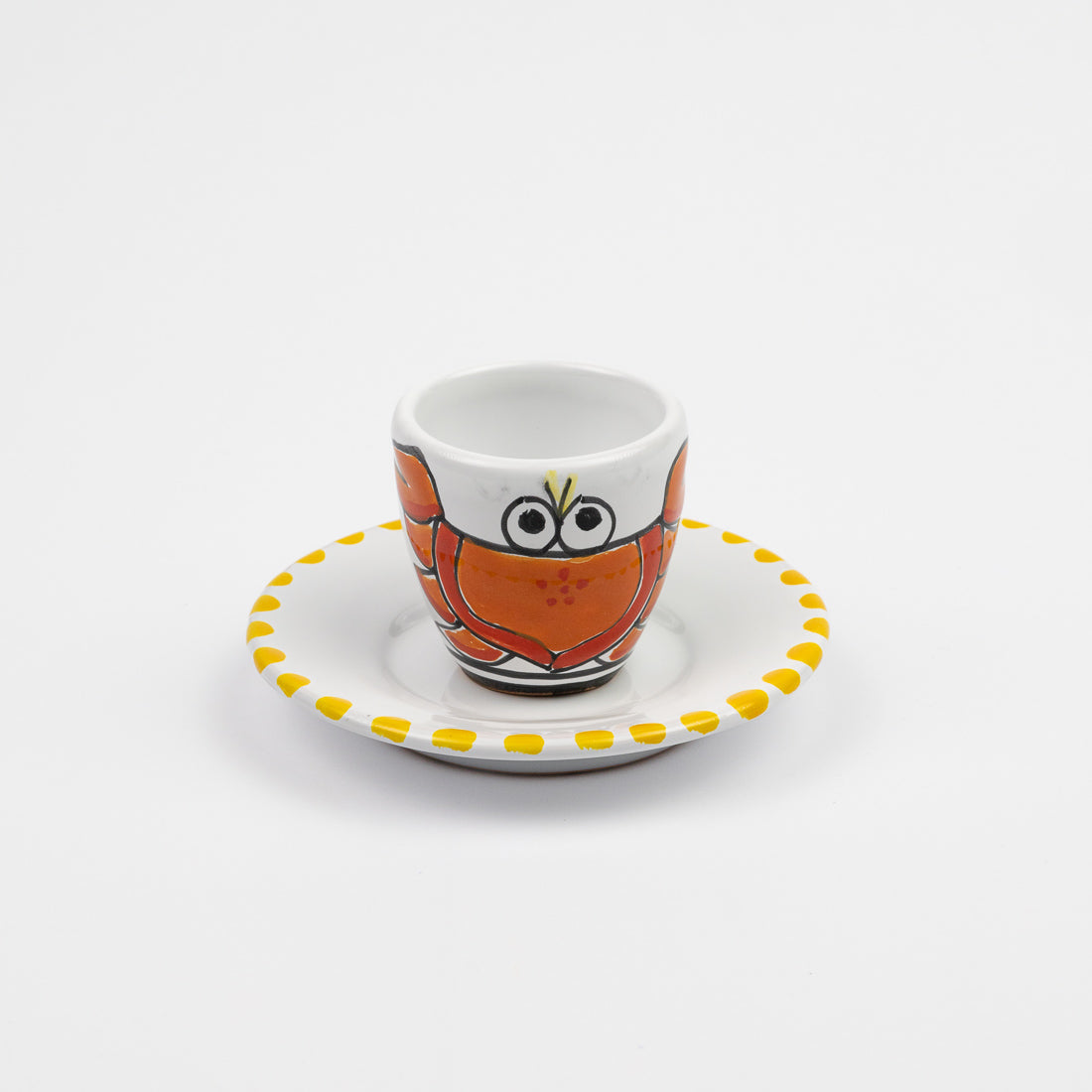 Tasse à café et soucoupe crabe