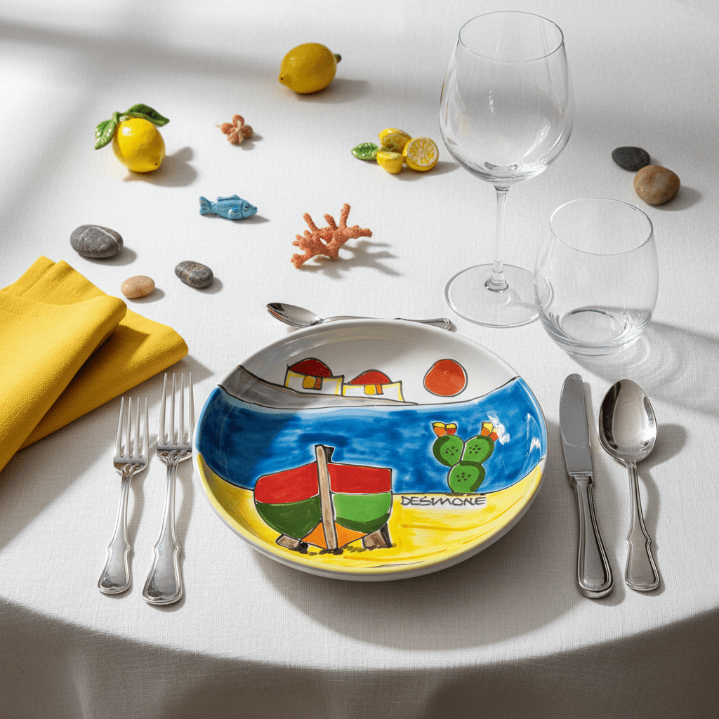 Piatto fondo tondo Dammusi elaborato - Sua Maestà Sicilia