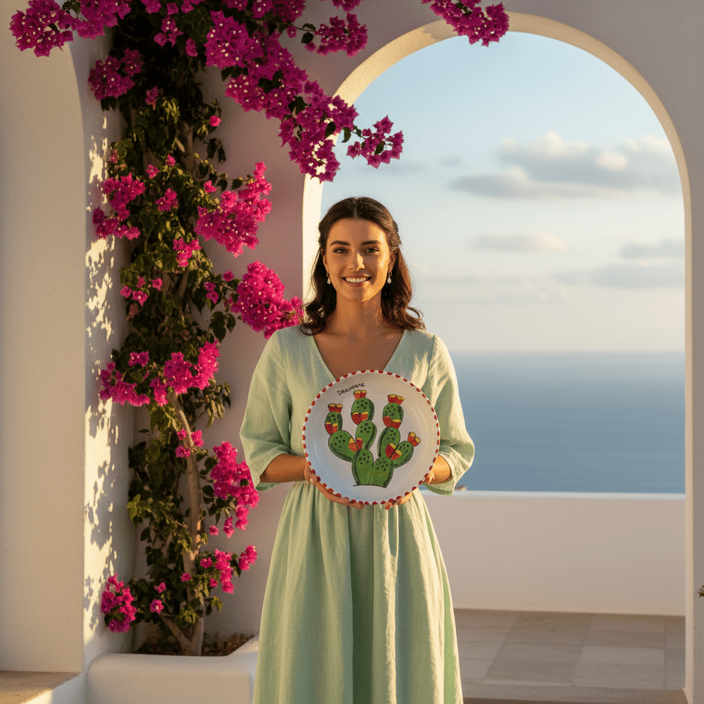 Piatto fondo tondo Fichi d'India - Sua Maestà Sicilia