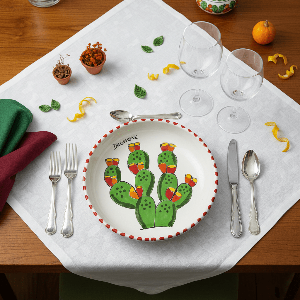 Piatto fondo tondo Fichi d'India - Sua Maestà Sicilia