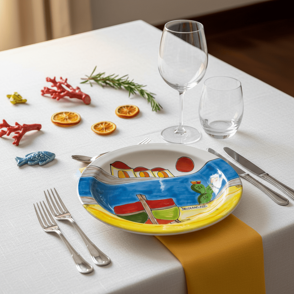 Piatto piano tondo Dammusi elaborato - Sua Maestà Sicilia