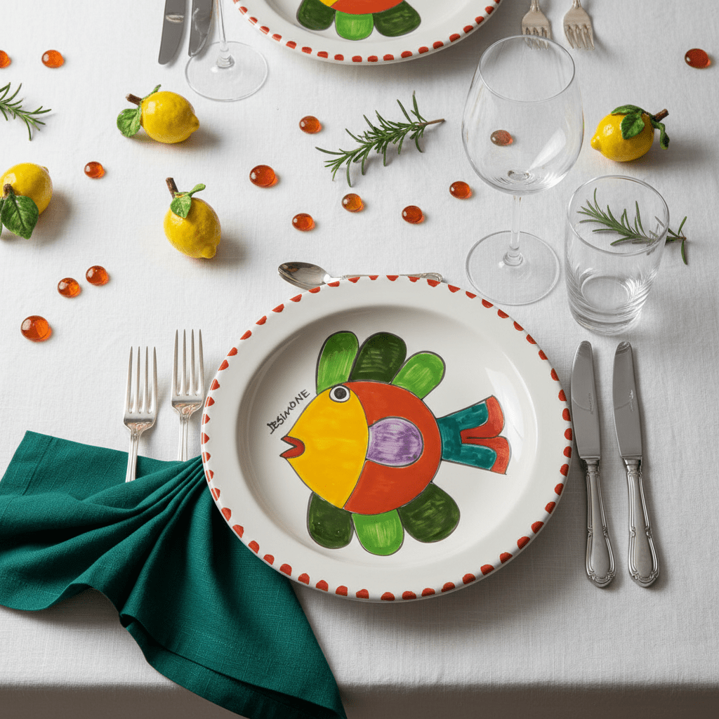 Piatto piano tondo Pesce - Sua Maestà Sicilia