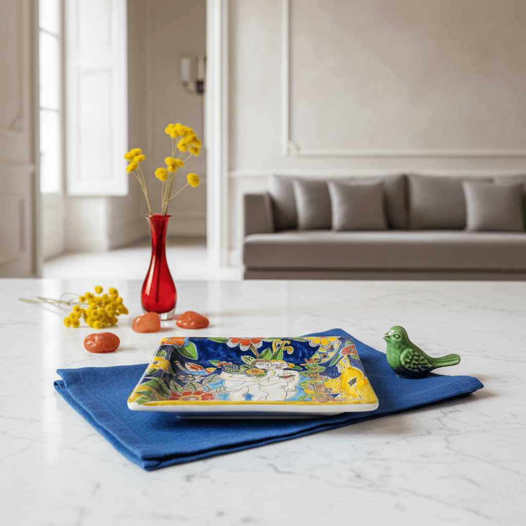 Piatto quadrato Adamo ed Eva - Sua Maestà Sicilia