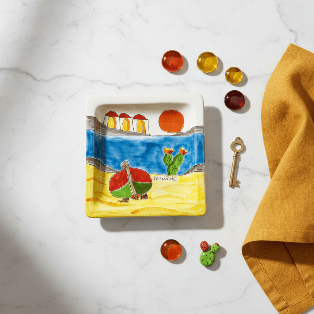 Piatto quadrato Dammusi "Tramonto" - Sua Maestà Sicilia