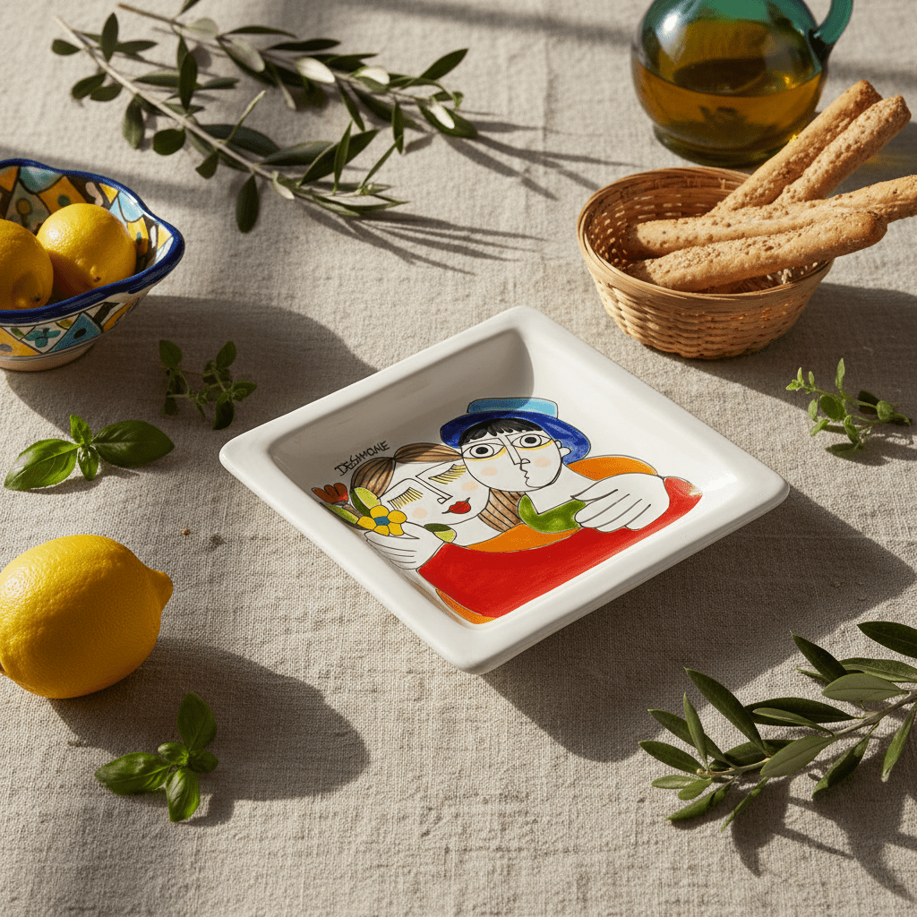 Piatto quadrato Fidanzati - Sua Maestà Sicilia