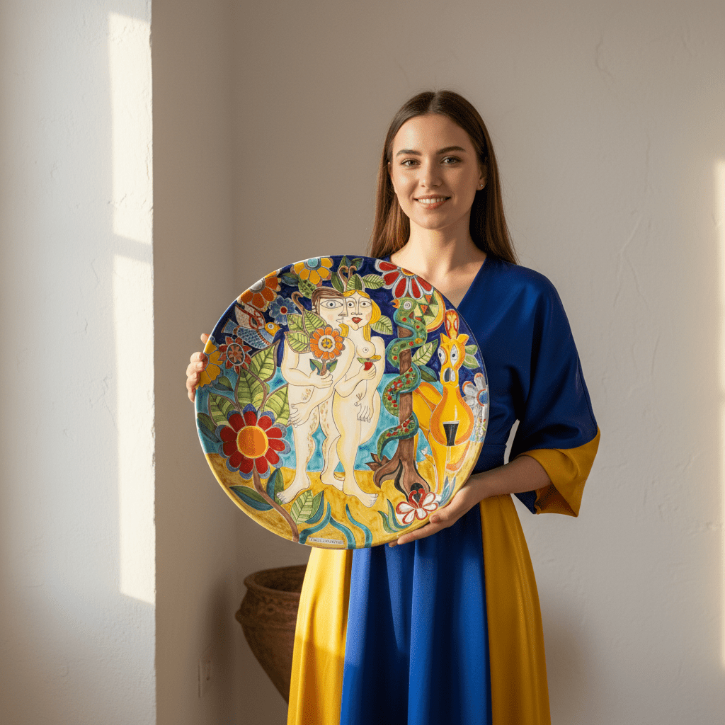 Piatto tondo Adamo ed Eva - Sua Maestà Sicilia