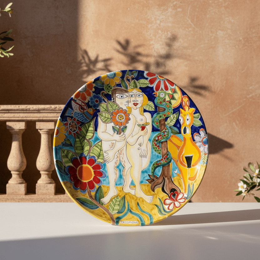 Piatto tondo Adamo ed Eva - Sua Maestà Sicilia