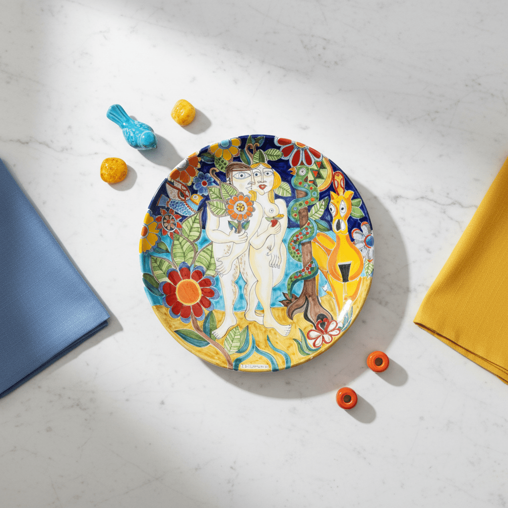 Piatto tondo Adamo ed Eva - Sua Maestà Sicilia