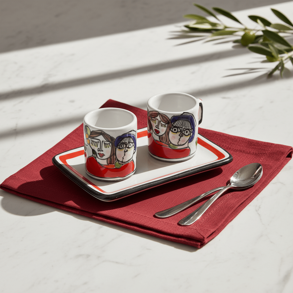 Set Tazzine da Caffè Cilindriche con Vassoio Fidanzati - Sua Maestà Sicilia