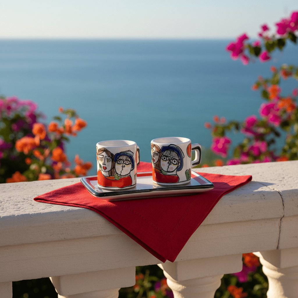 Set Tazzine da Caffè Cilindriche con Vassoio Fidanzati - Sua Maestà Sicilia
