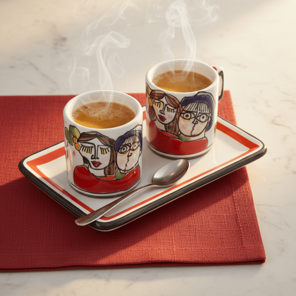 Set Tazzine da Caffè Cilindriche con Vassoio Fidanzati - Sua Maestà Sicilia