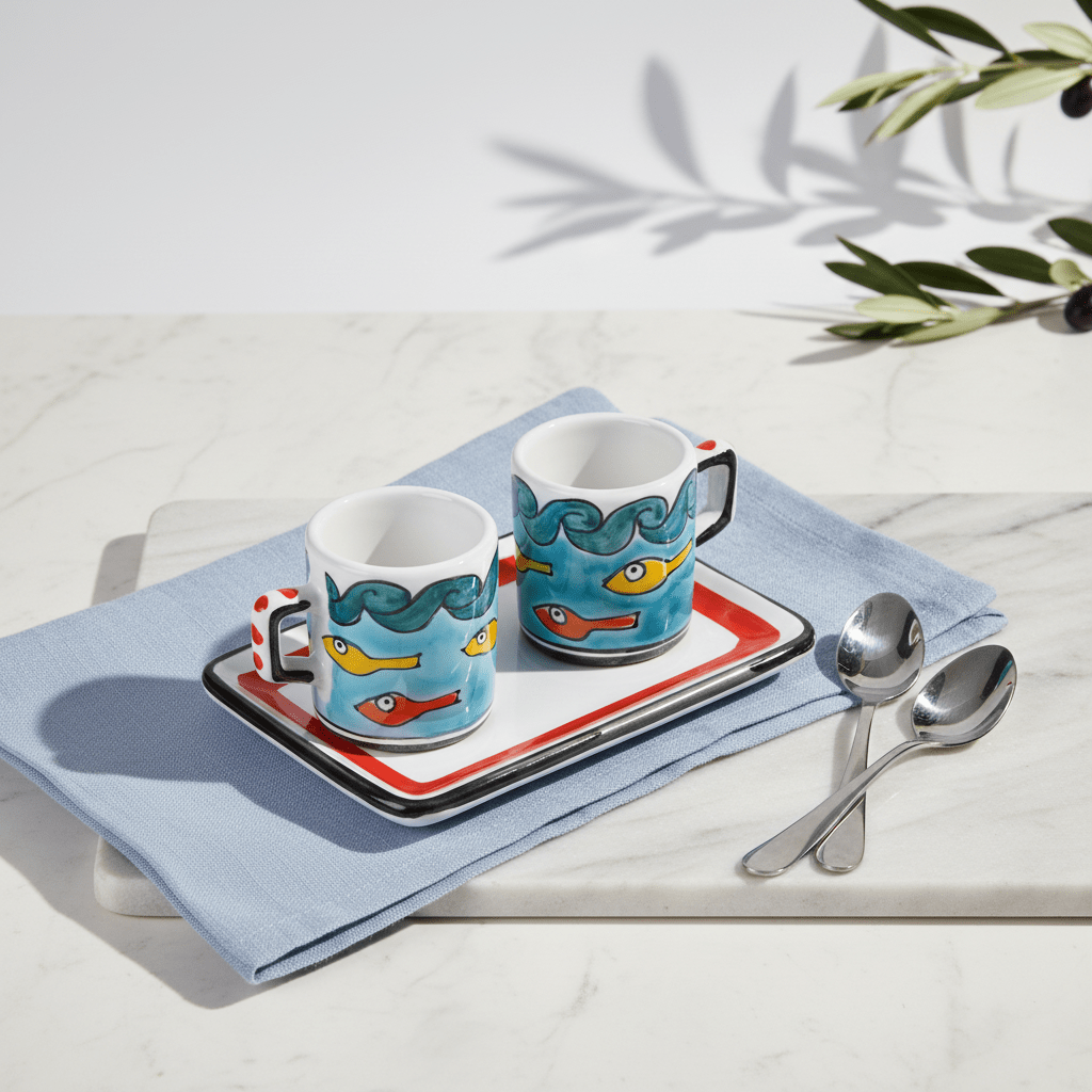 Set Tazzine da Caffè Cilindriche con Vassoio Gadir - Sua Maestà Sicilia