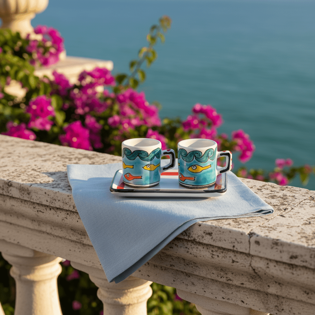 Set Tazzine da Caffè Cilindriche con Vassoio Gadir - Sua Maestà Sicilia