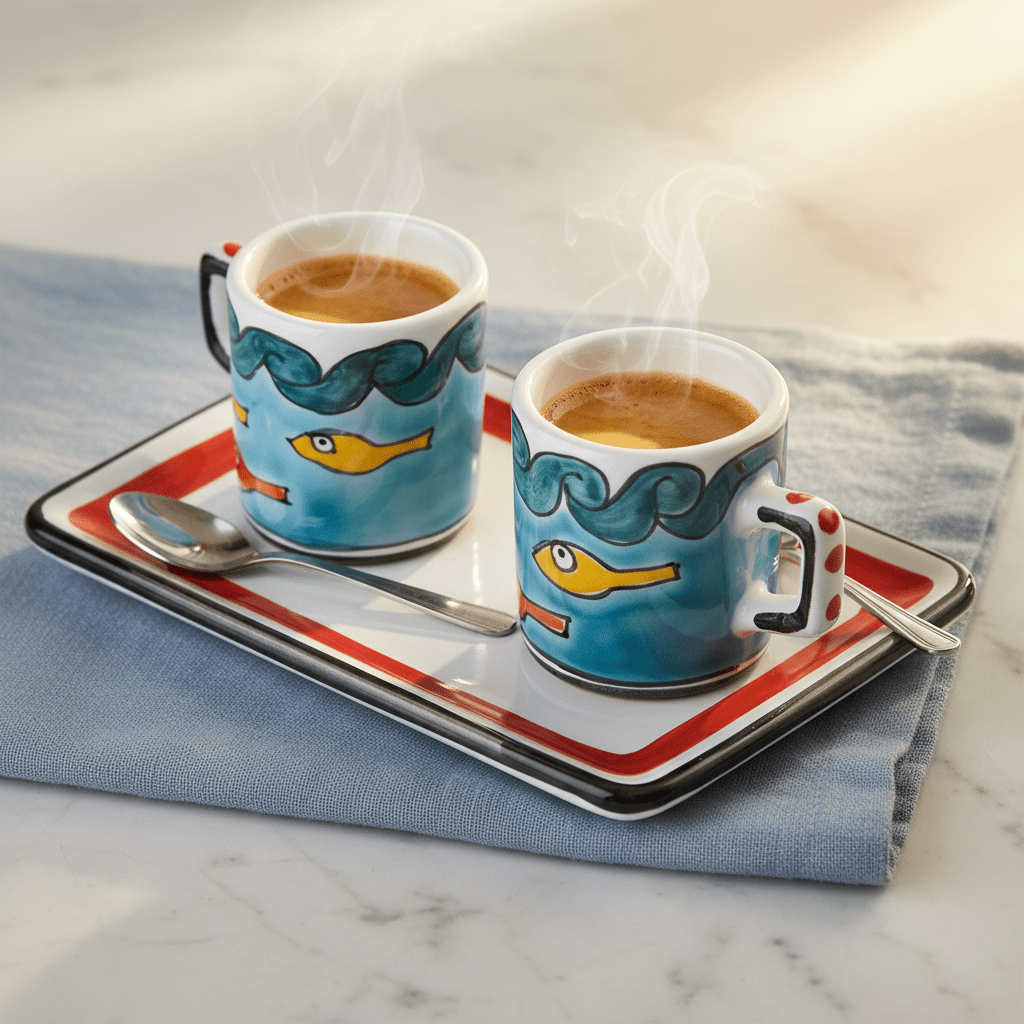 Set Tazzine da Caffè Cilindriche con Vassoio Gadir - Sua Maestà Sicilia