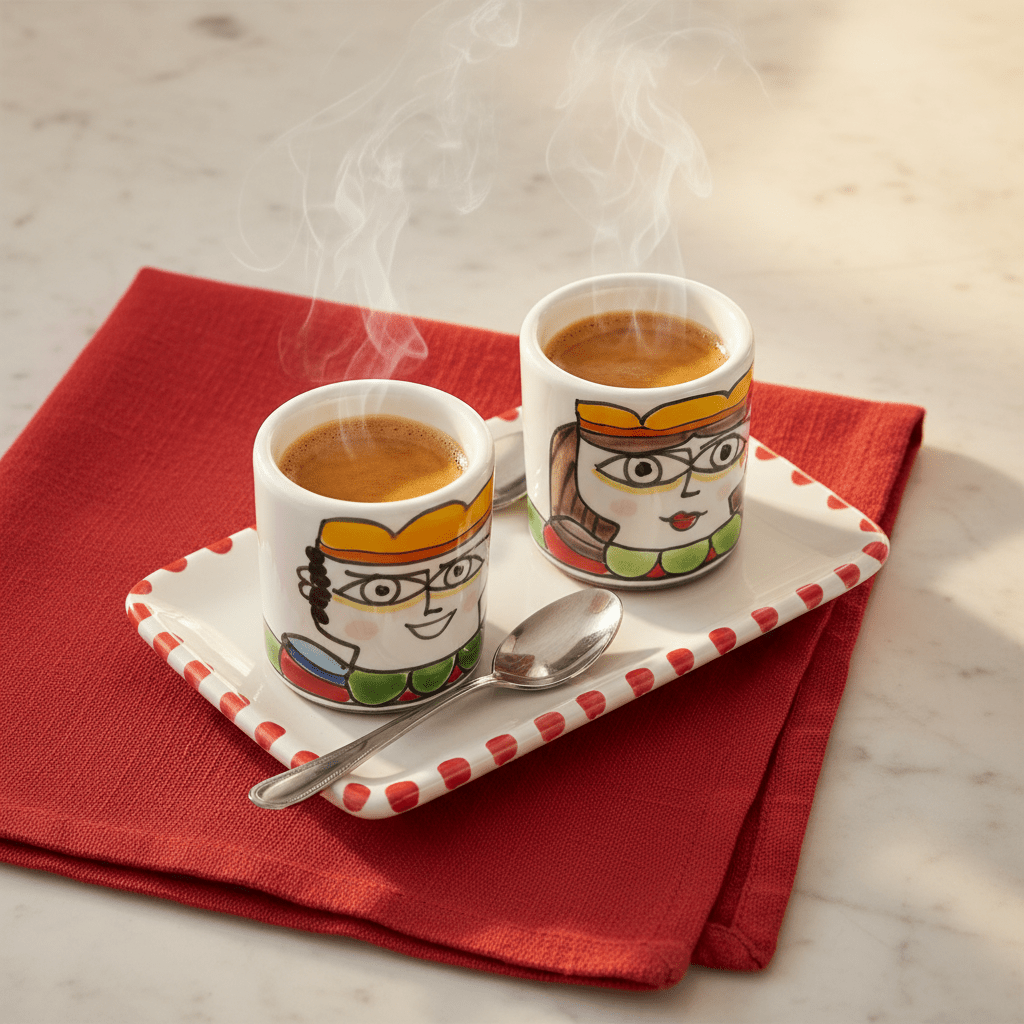 Set Tazzine da Caffè Cilindriche con Vassoio Re e Regina - Sua Maestà Sicilia