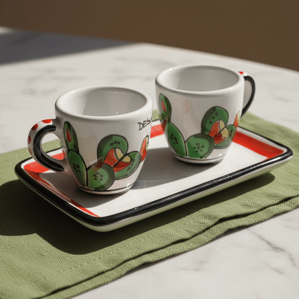 Set Tazzine da Caffè con Vassoio Fichi d' India - Sua Maestà Sicilia