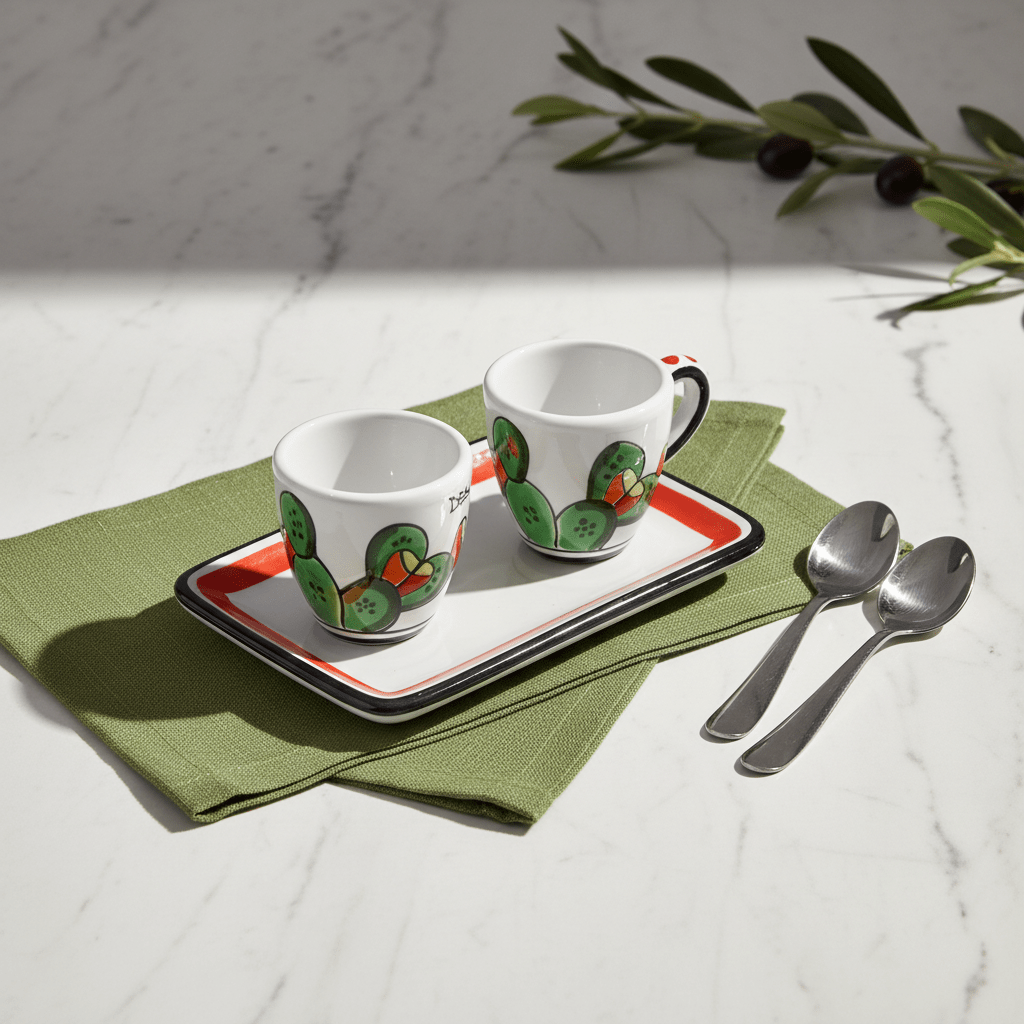Set Tazzine da Caffè con Vassoio Fichi d' India - Sua Maestà Sicilia