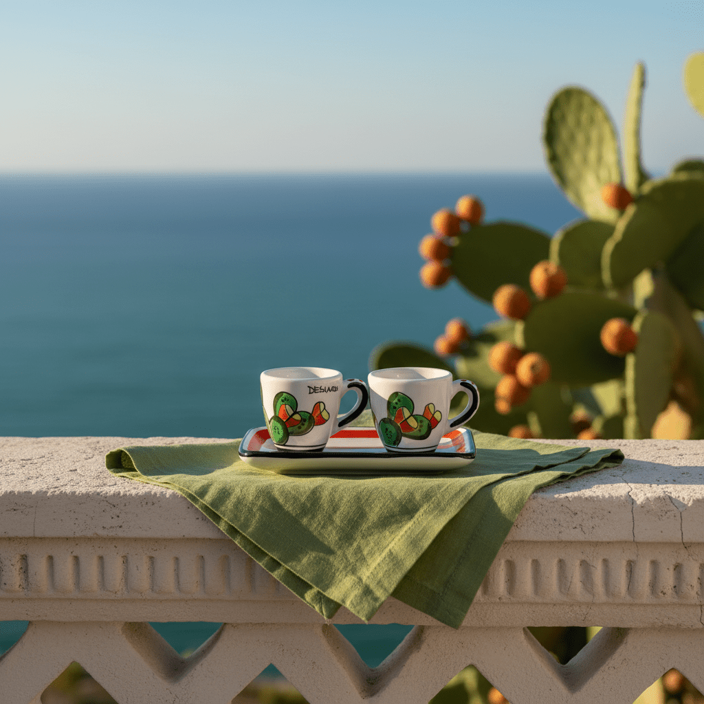 Set Tazzine da Caffè con Vassoio Fichi d' India - Sua Maestà Sicilia