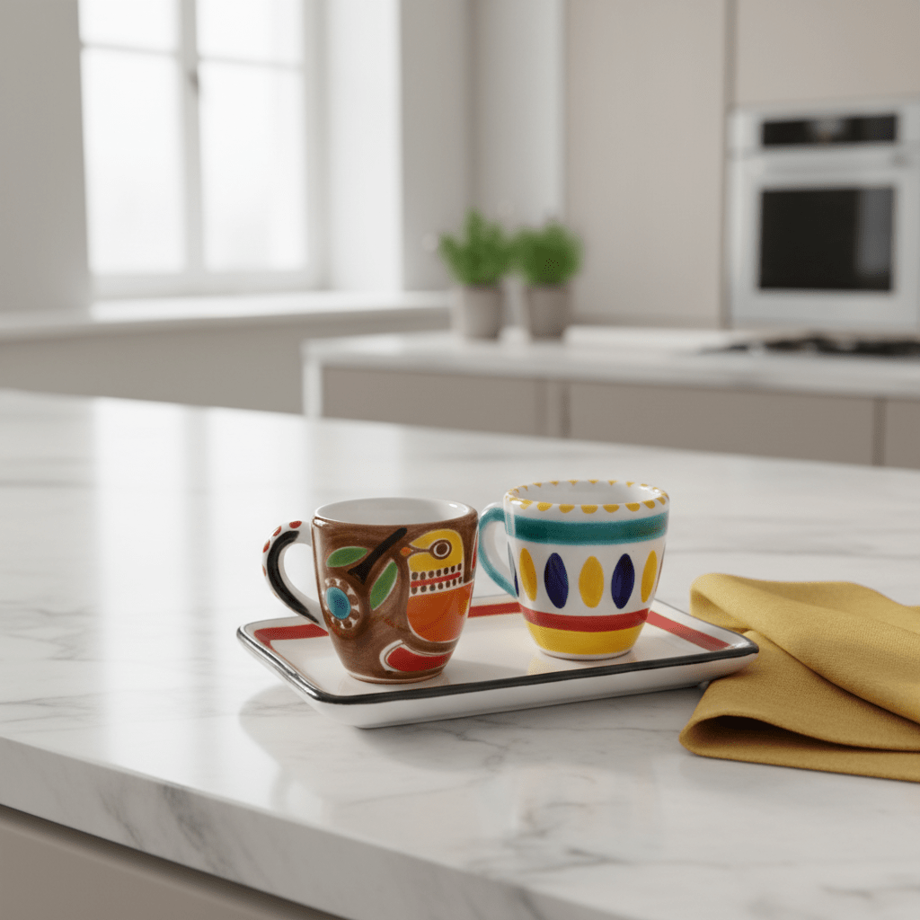 Set Tazzine da Caffè con Vassoio Usignolo - Sua Maestà Sicilia