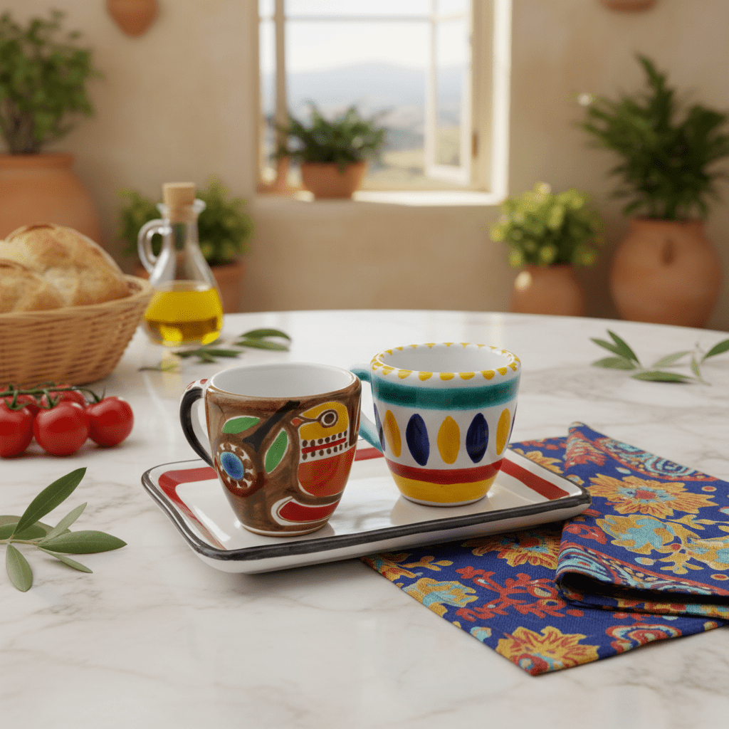 Set Tazzine da Caffè con Vassoio Usignolo - Sua Maestà Sicilia