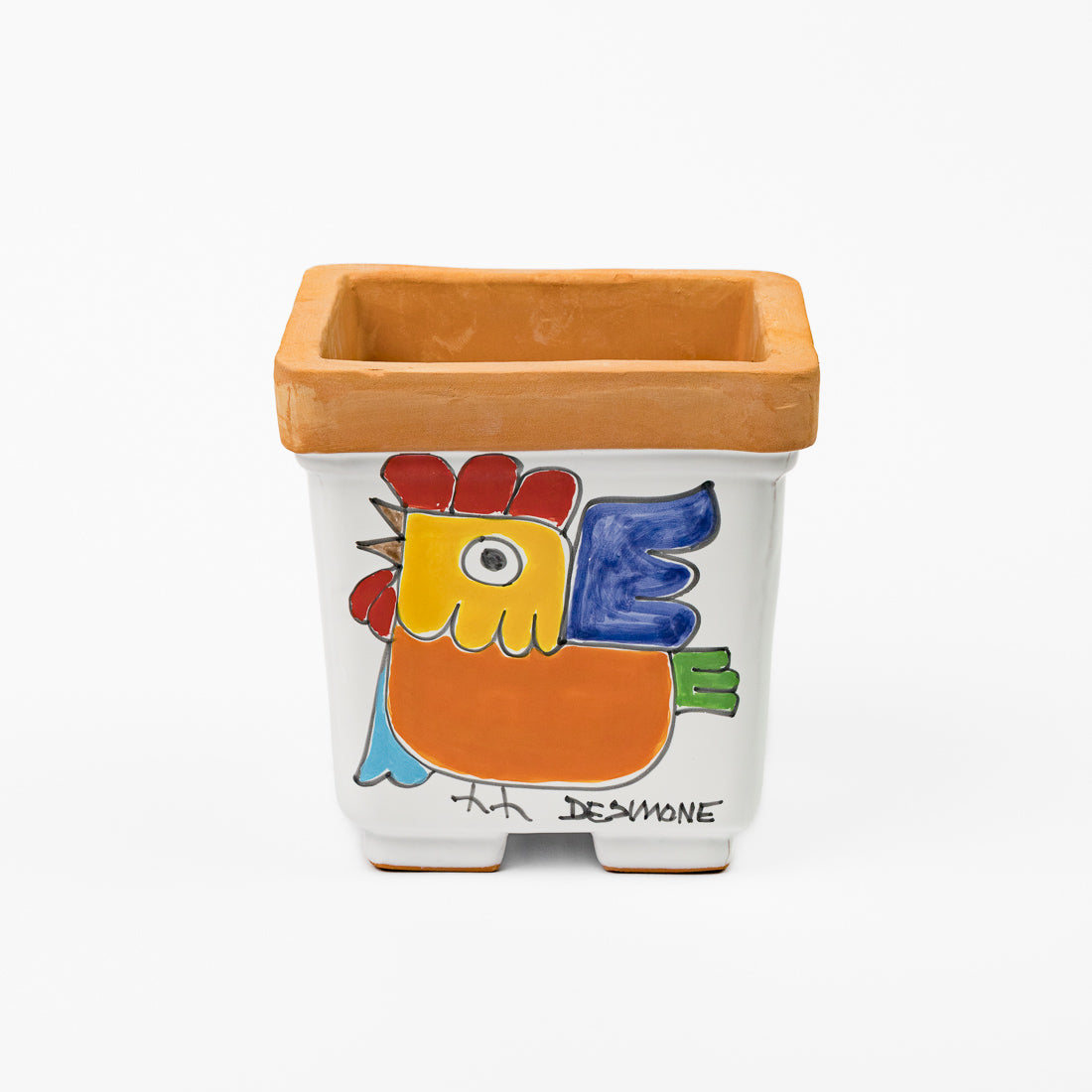 Rooster square plant pot