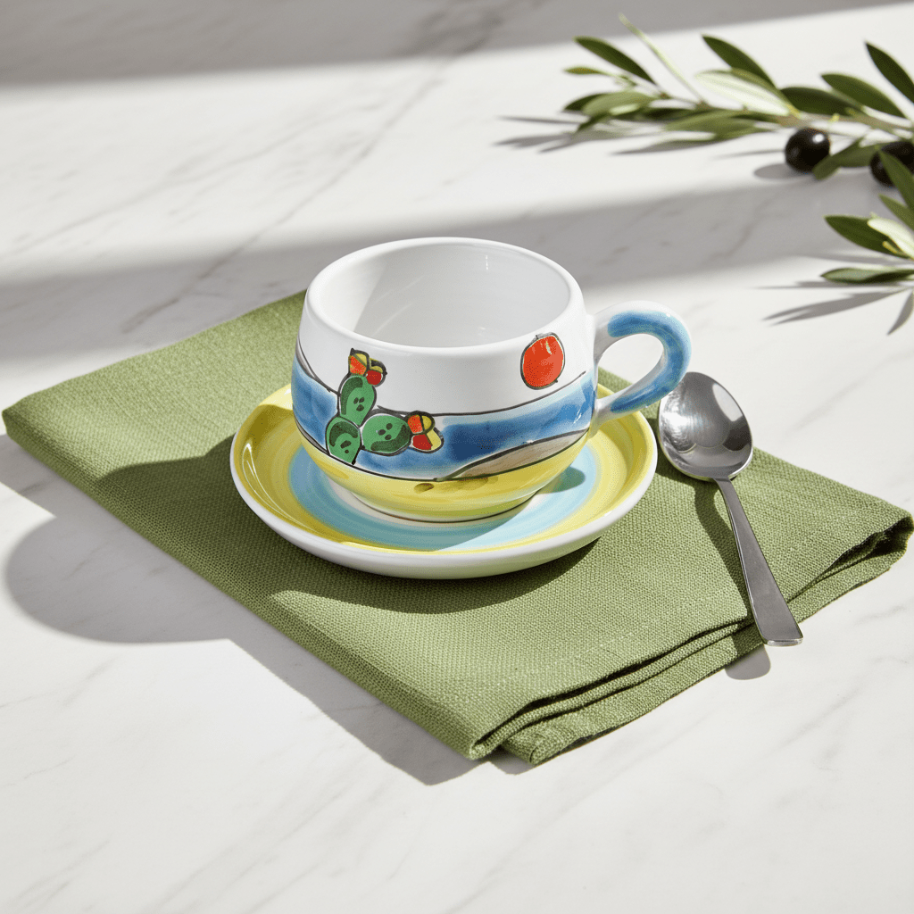 Tazza da Cappuccino con Piattino Dammusi Elaborato - Sua Maestà Sicilia