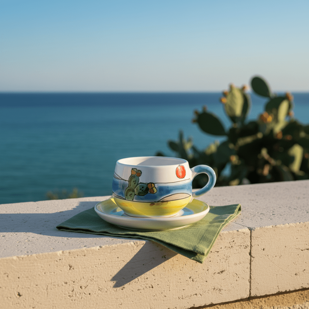 Tazza da Cappuccino con Piattino Dammusi Elaborato - Sua Maestà Sicilia