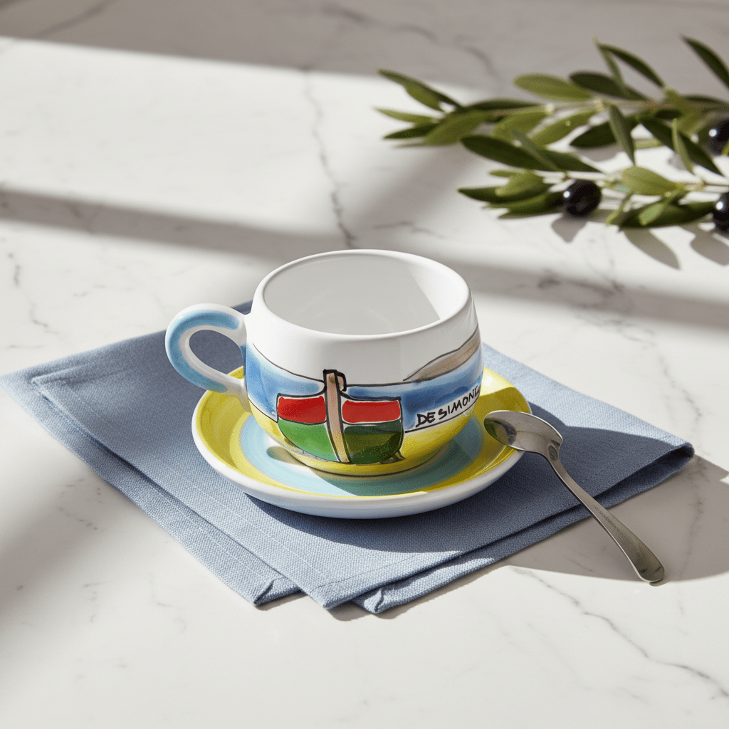 Tazza da Cappuccino con Piattino Dammusi Elaborato - Sua Maestà Sicilia