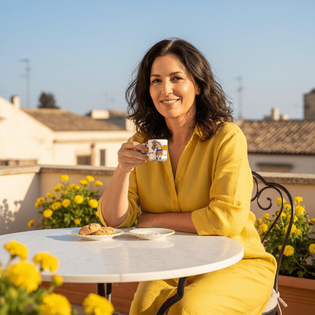 Tazzina da caffè cilindrica con piattino Asinello - Sua Maestà Sicilia