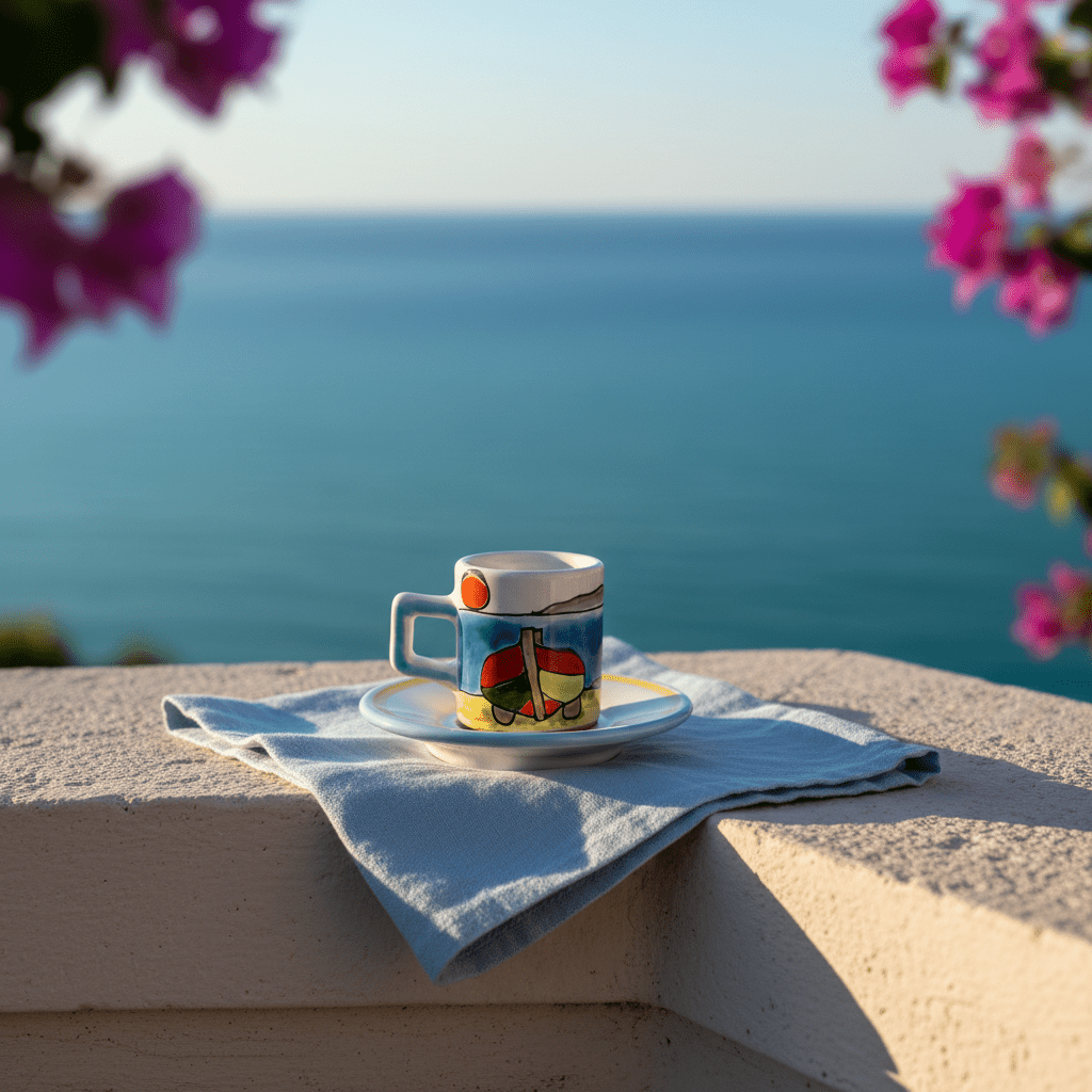 Tazzina da caffè cilindrica con piattino Dammusi Elaborato - Sua Maestà Sicilia
