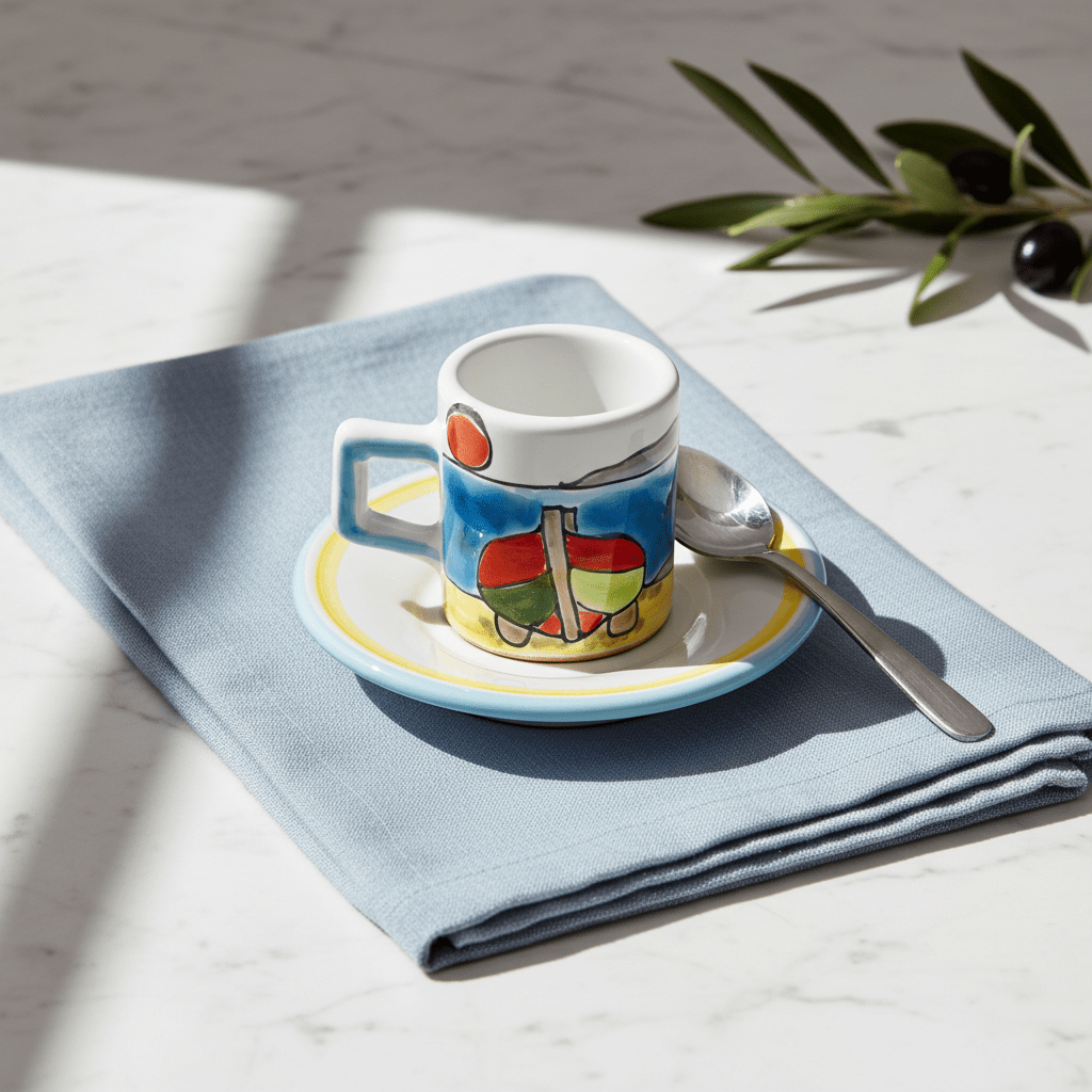 Tazzina da caffè cilindrica con piattino Dammusi Elaborato - Sua Maestà Sicilia