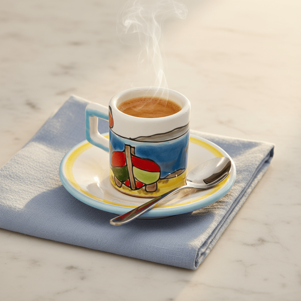 Tazzina da caffè cilindrica con piattino Dammusi Elaborato - Sua Maestà Sicilia