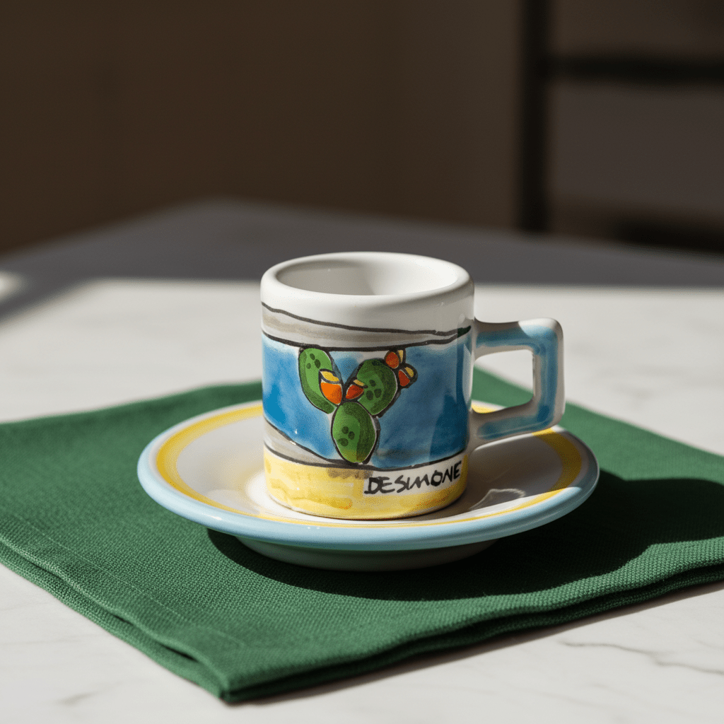 Tazzina da caffè cilindrica con piattino Dammusi Elaborato - Sua Maestà Sicilia