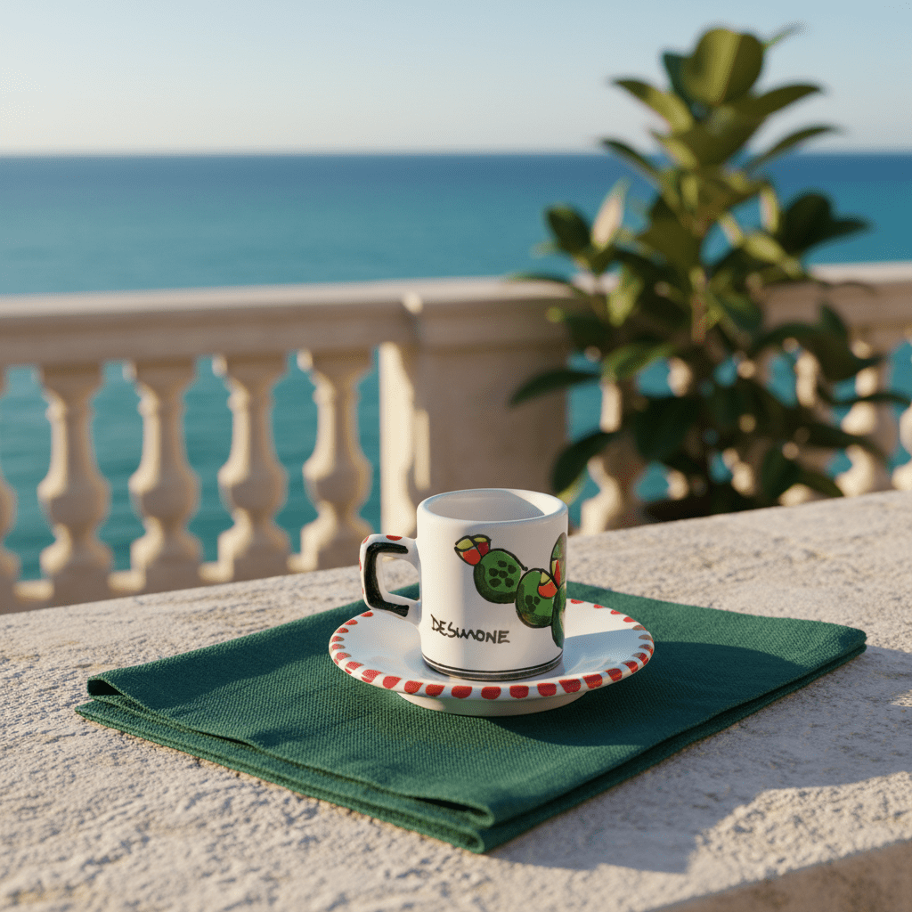 Tazzina da caffè cilindrica con piattino Ficus - Sua Maestà Sicilia