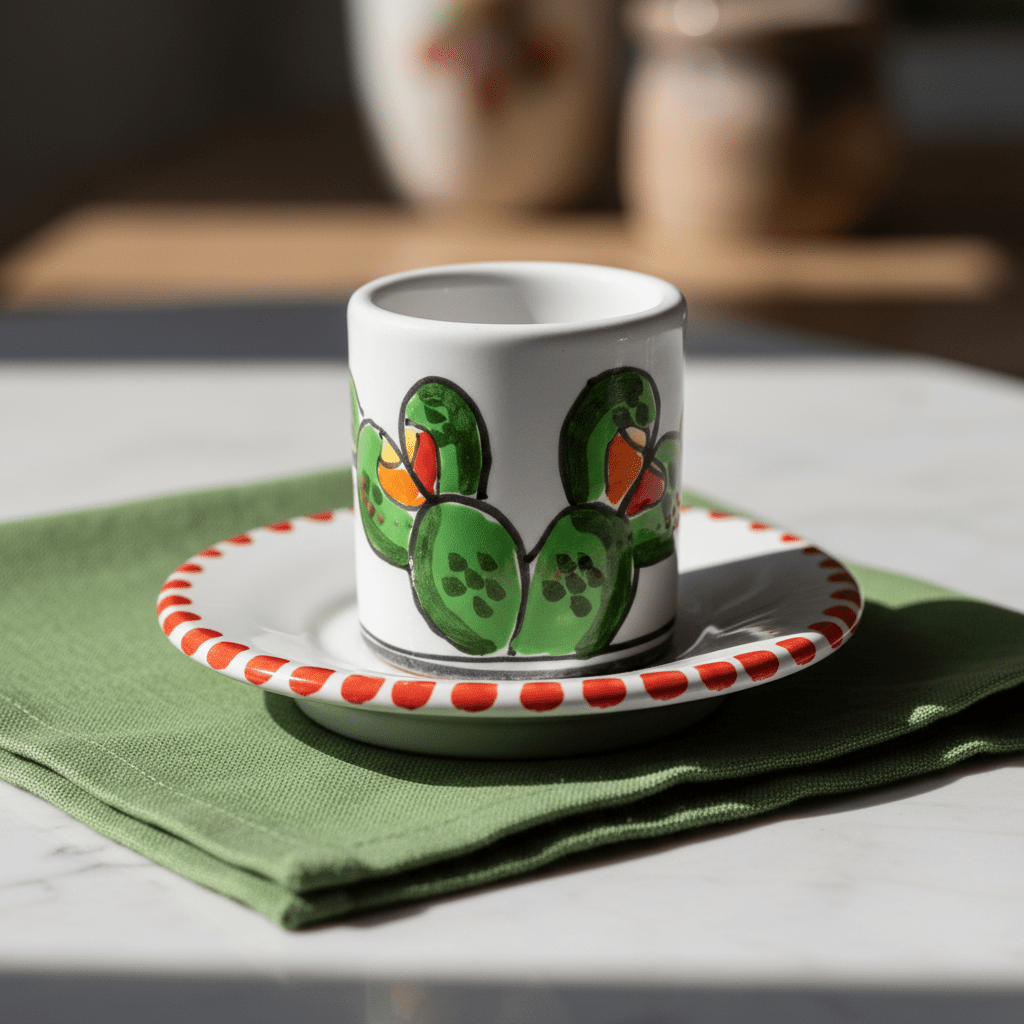Tazzina da caffè cilindrica con piattino Ficus - Sua Maestà Sicilia