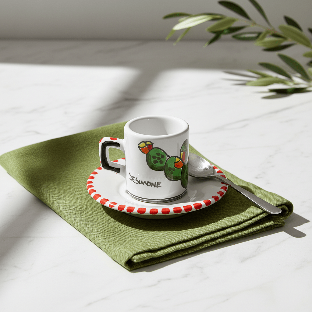 Tazzina da caffè cilindrica con piattino Ficus - Sua Maestà Sicilia