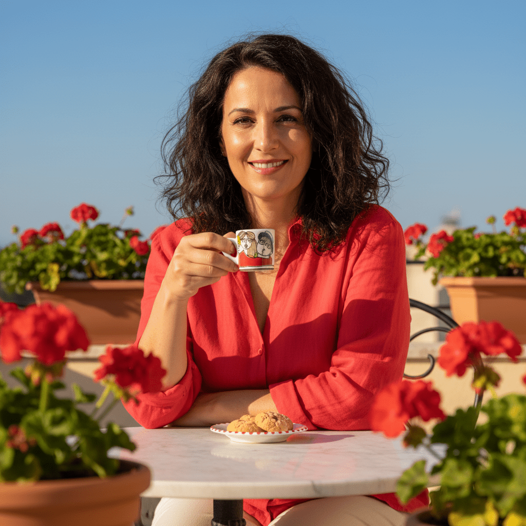 Tazzina da caffè cilindrica con piattino Fidanzati - Sua Maestà Sicilia