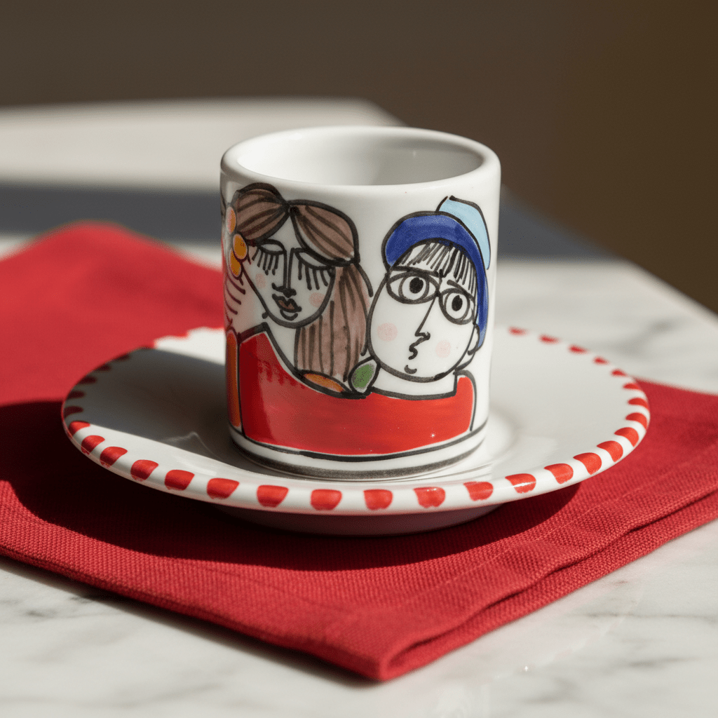 Tazzina da caffè cilindrica con piattino Fidanzati - Sua Maestà Sicilia