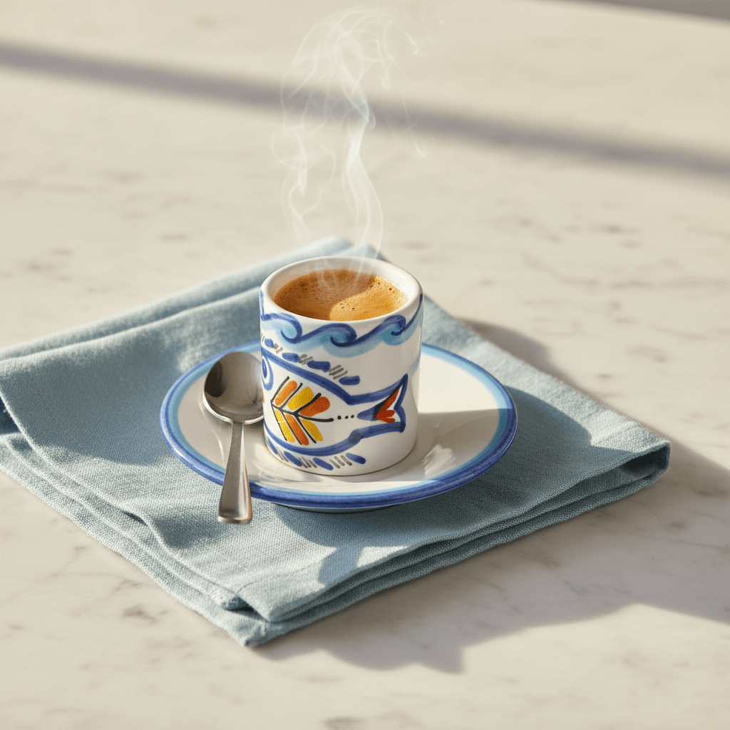 Tazzina da caffè cilindrica con piattino Levante - Sua Maestà Sicilia