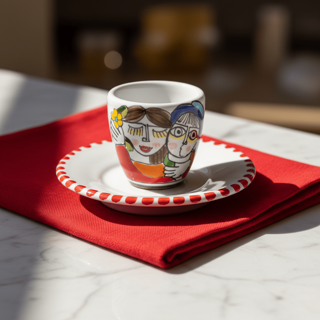 Tazzina da caffè con piattino Fidanzati - Sua Maestà Sicilia