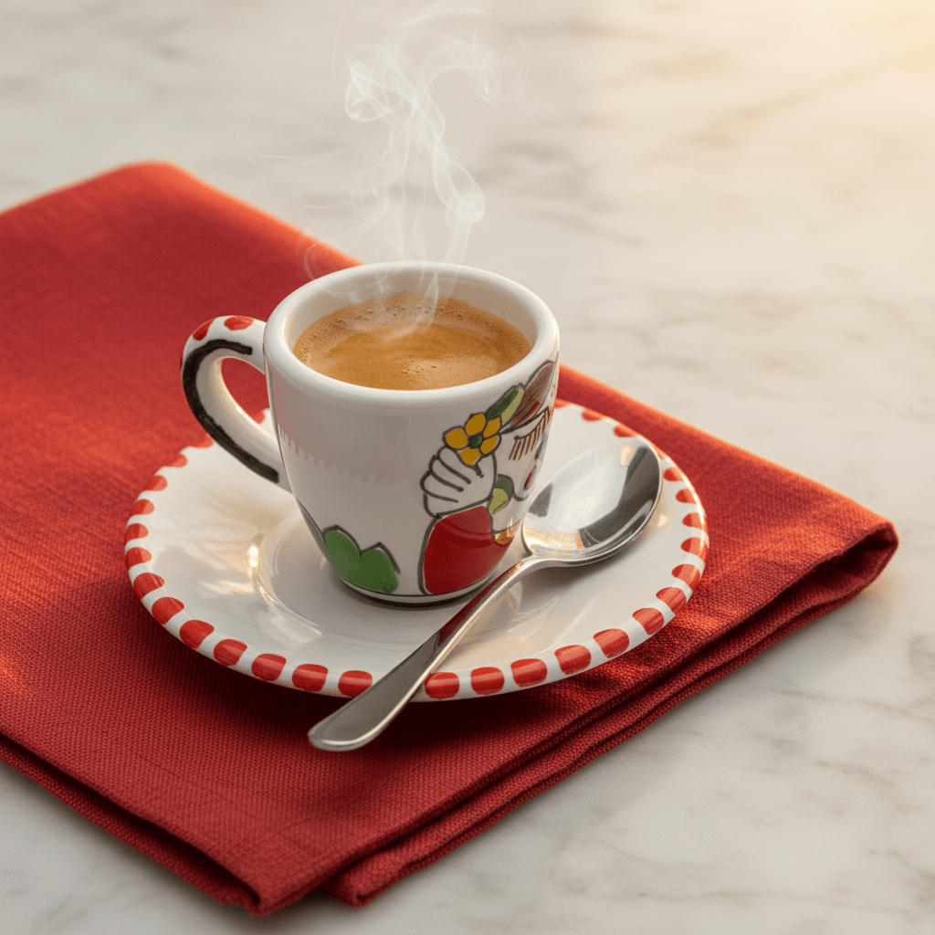 Tazzina da caffè con piattino Fidanzati - Sua Maestà Sicilia