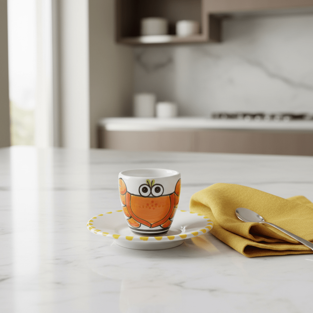 Tazzina da caffè con piattino Granchio - Sua Maestà Sicilia