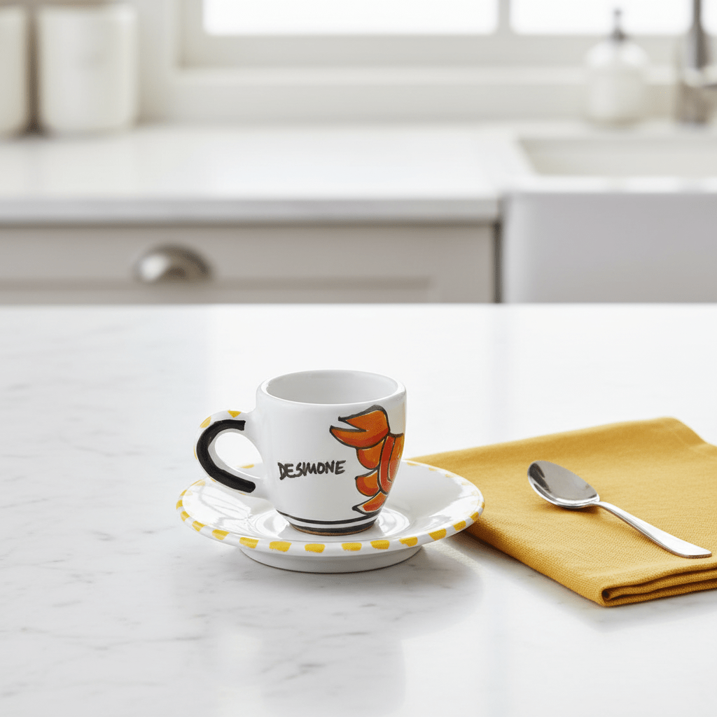 Tazzina da caffè con piattino Granchio - Sua Maestà Sicilia