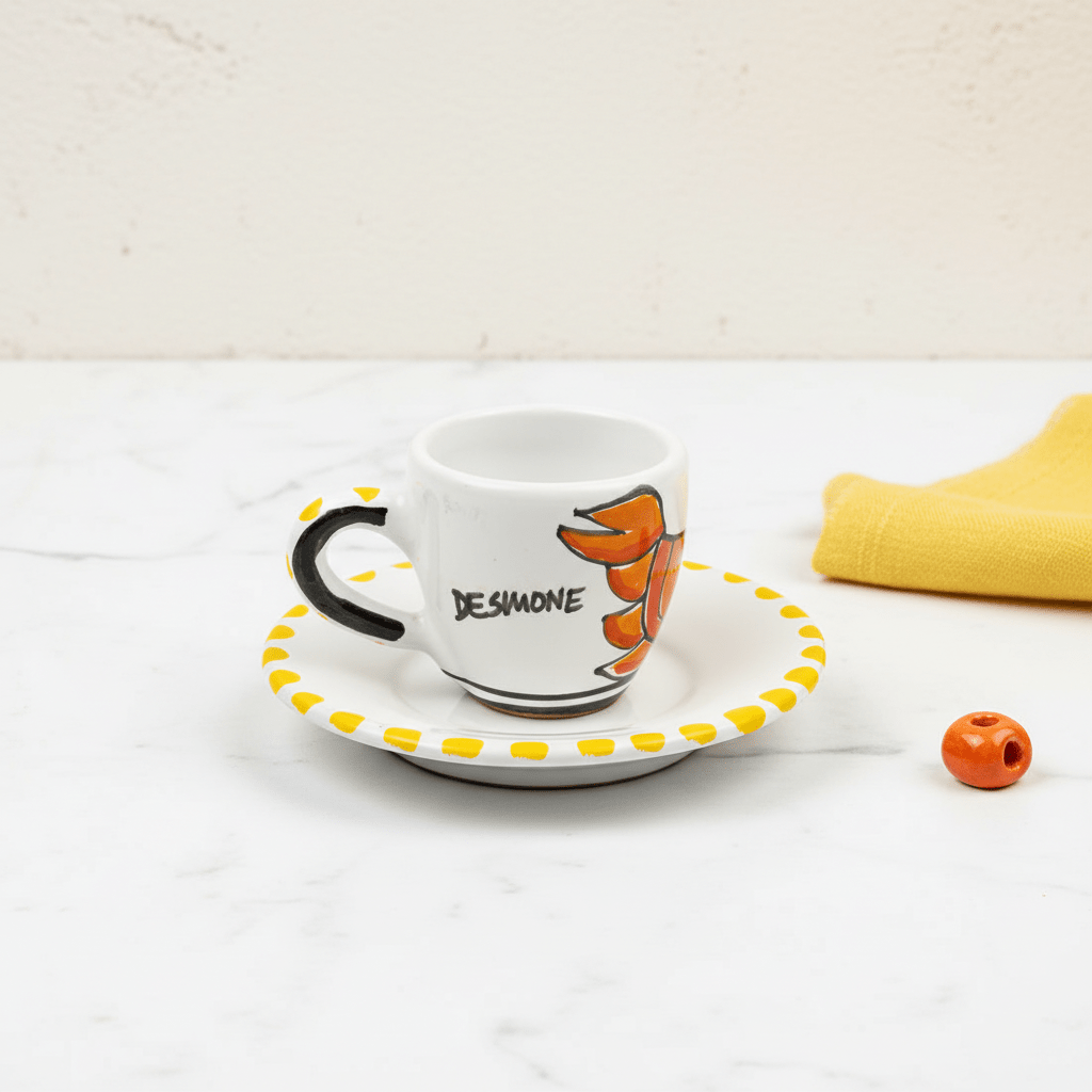 Tazzina da caffè con piattino Granchio - Sua Maestà Sicilia