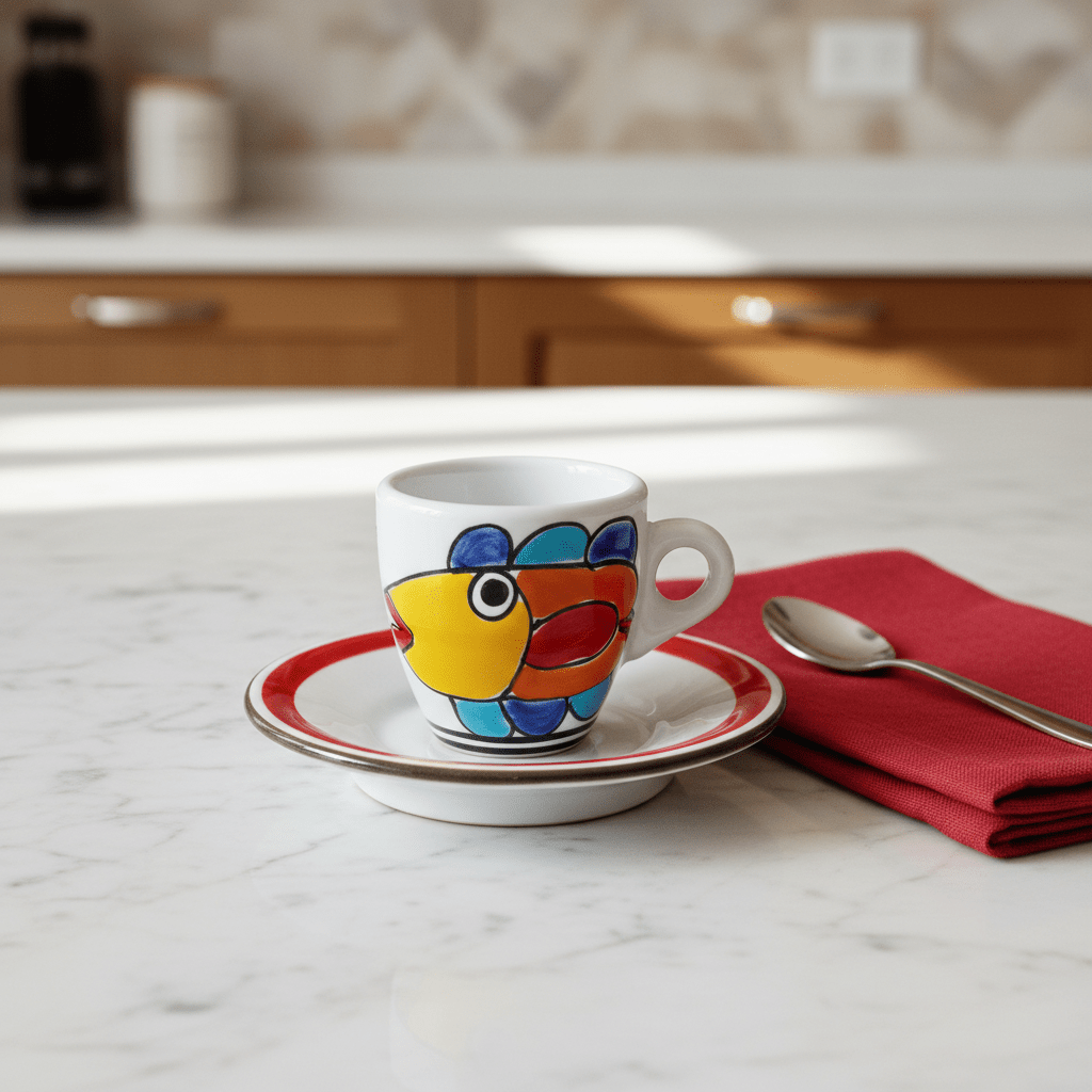 Tazzina da caffè con piattino Pesce - Sua Maestà Sicilia