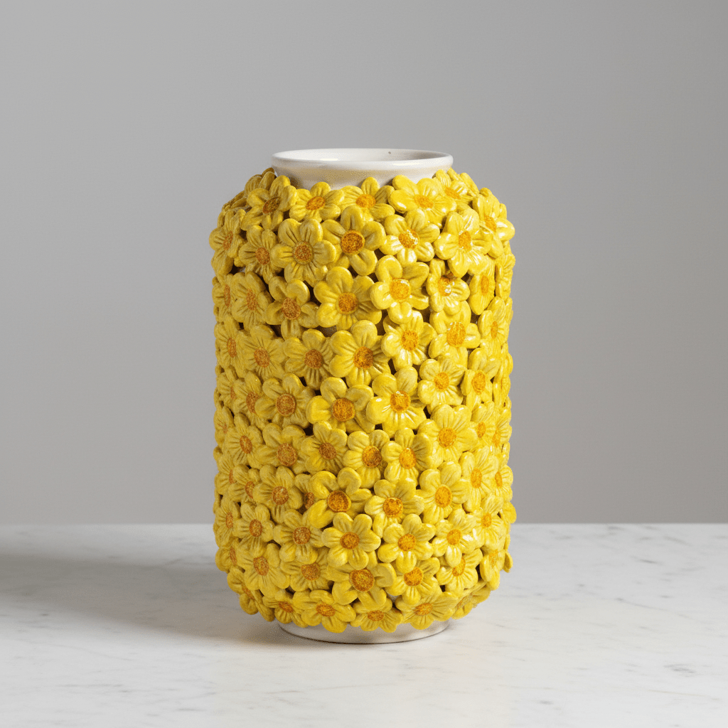 Vaso cilindro margherite gialle - Sua Maestà Sicilia