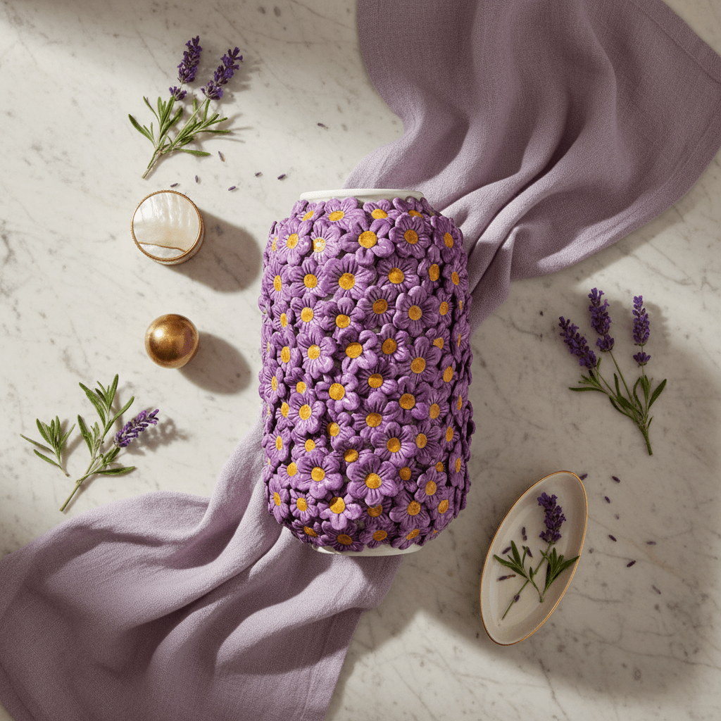 Vaso cilindro margherite lilla - Sua Maestà Sicilia