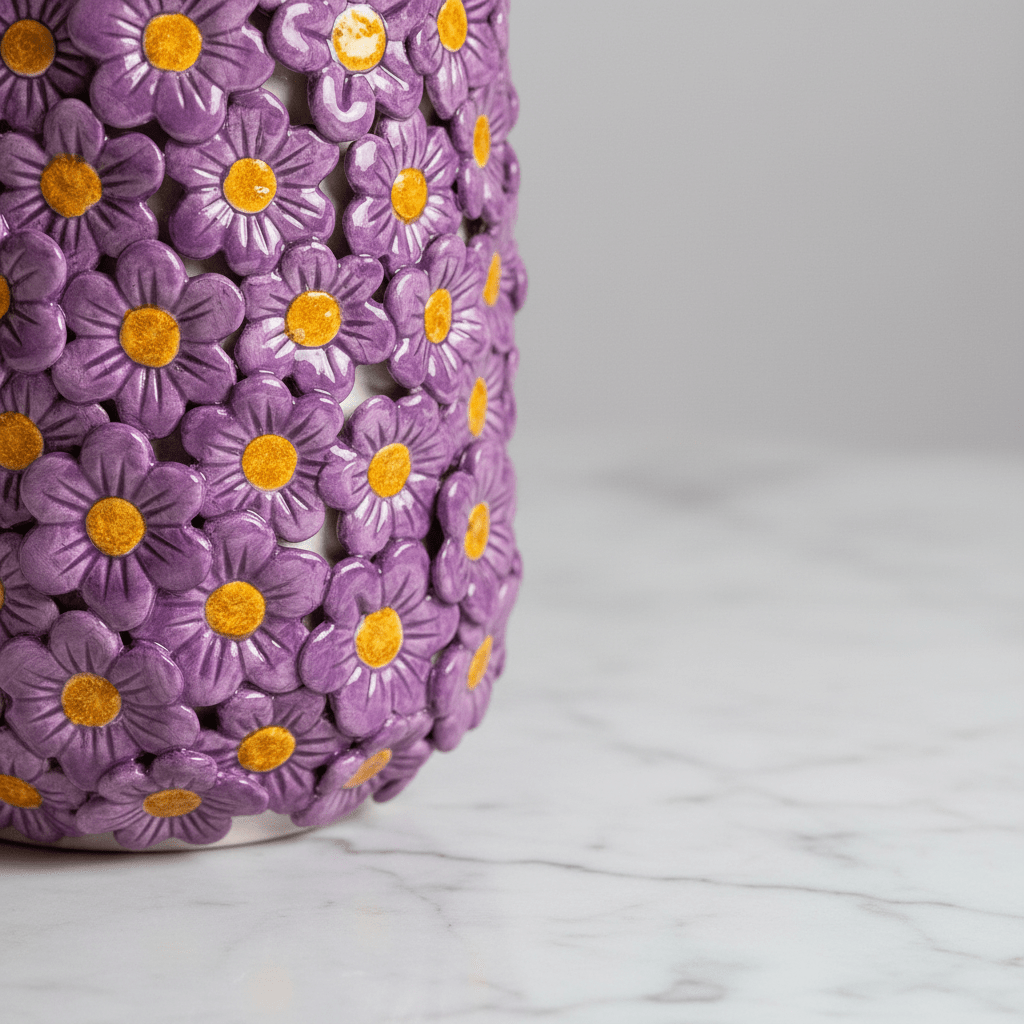 Vaso cilindro margherite lilla - Sua Maestà Sicilia